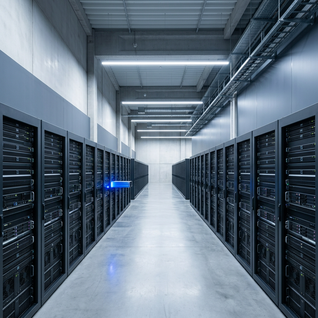 Organized server infrastructure with accent lighting