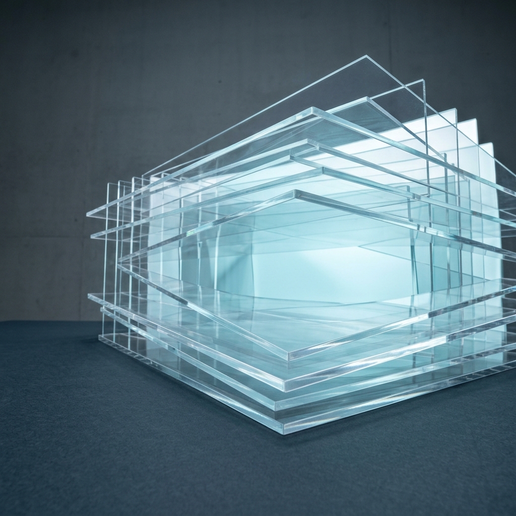Layered translucent panels with backlit depth