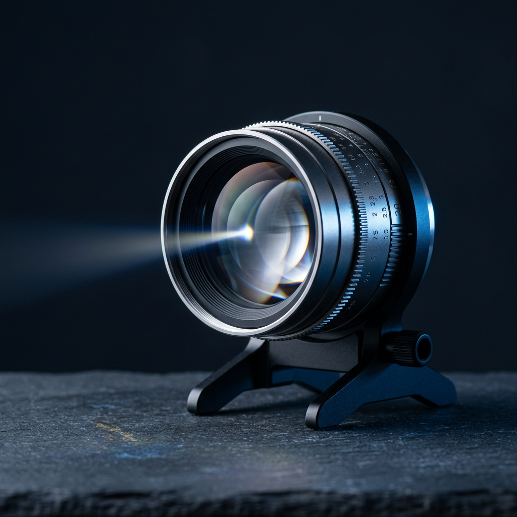 Precision lens with focused blue light detail