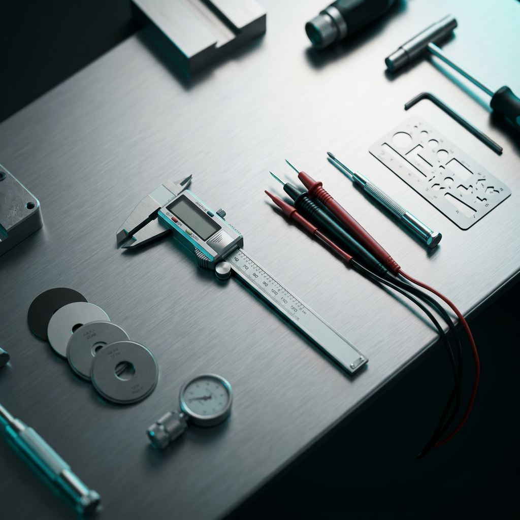 Precision instruments on workbench for technical tuning