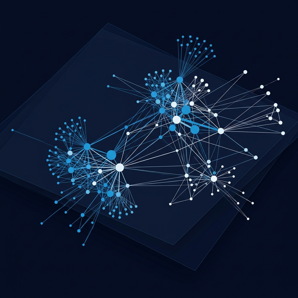 Hierarchical network diagram with weighted connections and nodes
