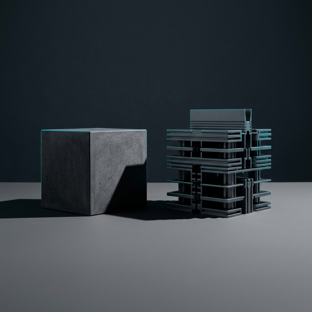 Two architectural forms representing full training versus parameter-efficient methods