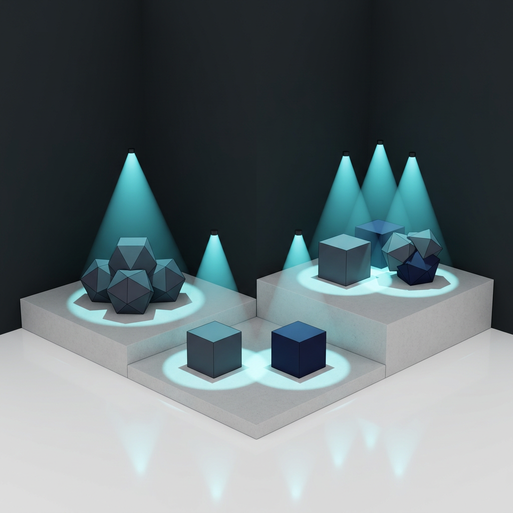 Three modular geometric forms representing MARL paradigm structures