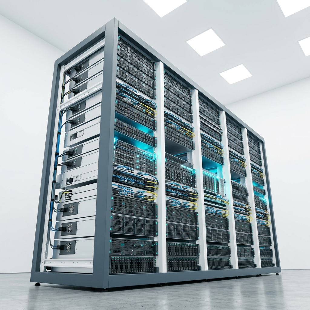 Minimalist data center rack architectural view