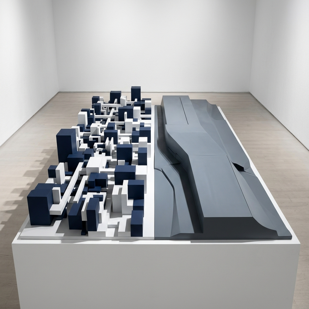 Two contrasting architectural system models side by side