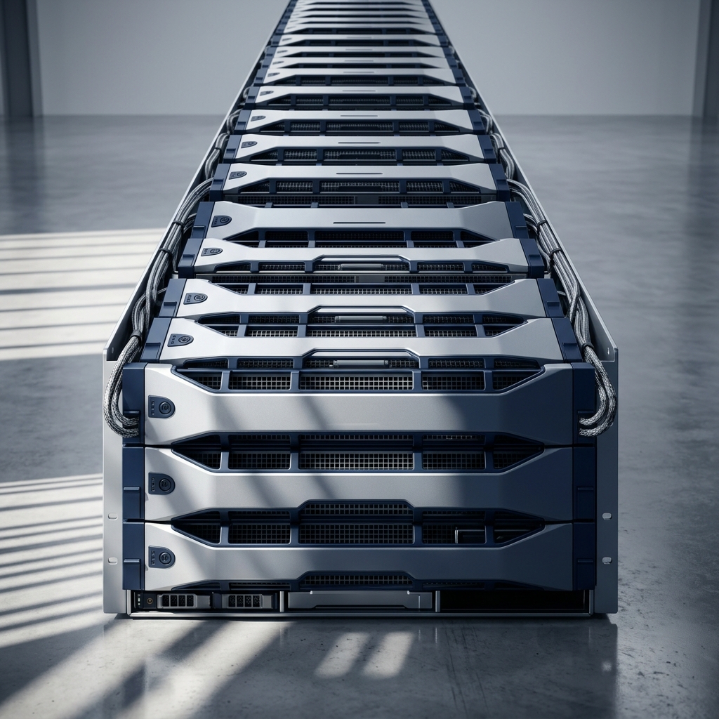 Modular server stack architecture low-angle view