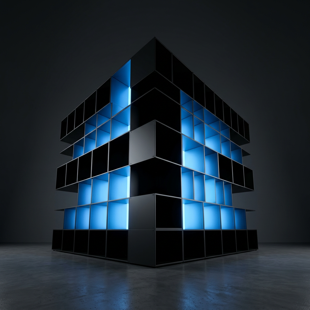 Modular layered system with selective blue accent lighting