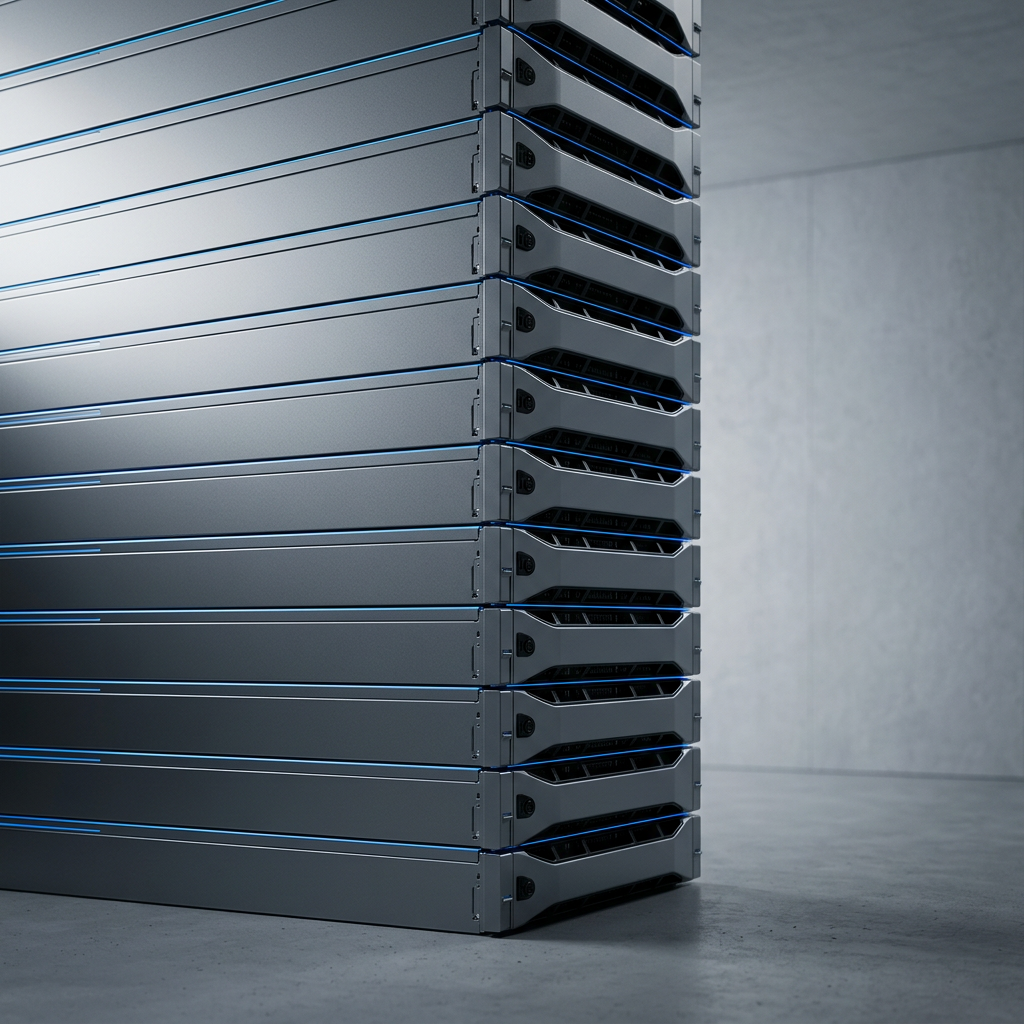 Stacked modular server architecture side view