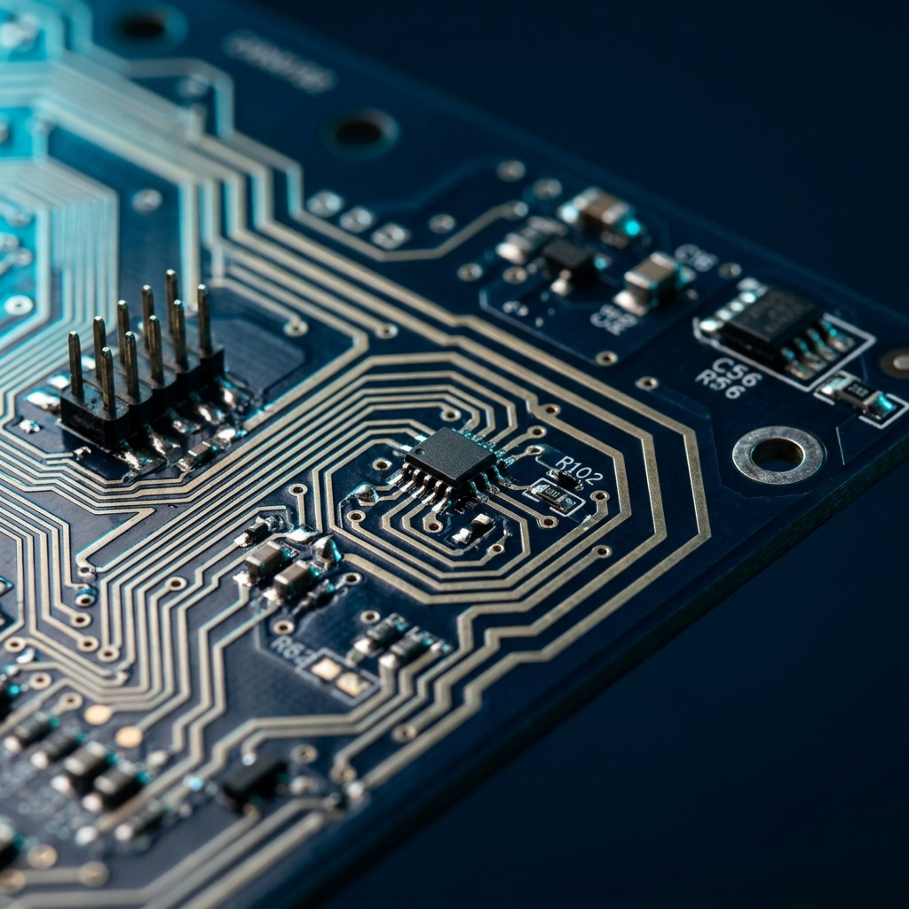 Circuit board detail showing precision pathways