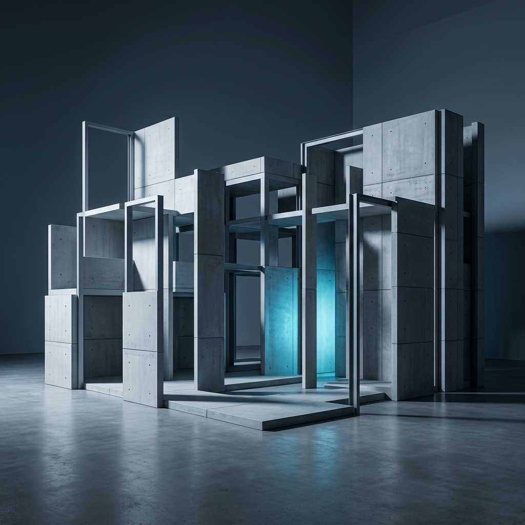 Geometric architectural planes with accent lighting