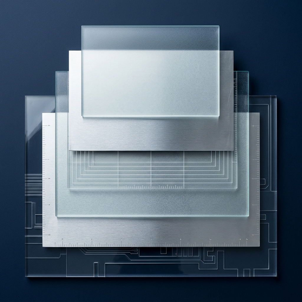 Stacked transparent layers with overhead studio lighting