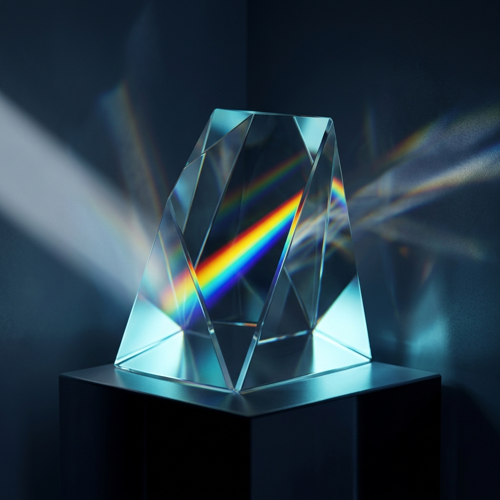 Prism refraction showing variable light transmission quality