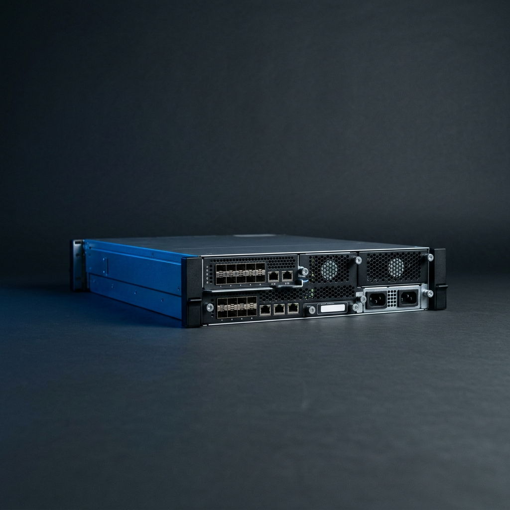 Server hardware component with geometric studio lighting