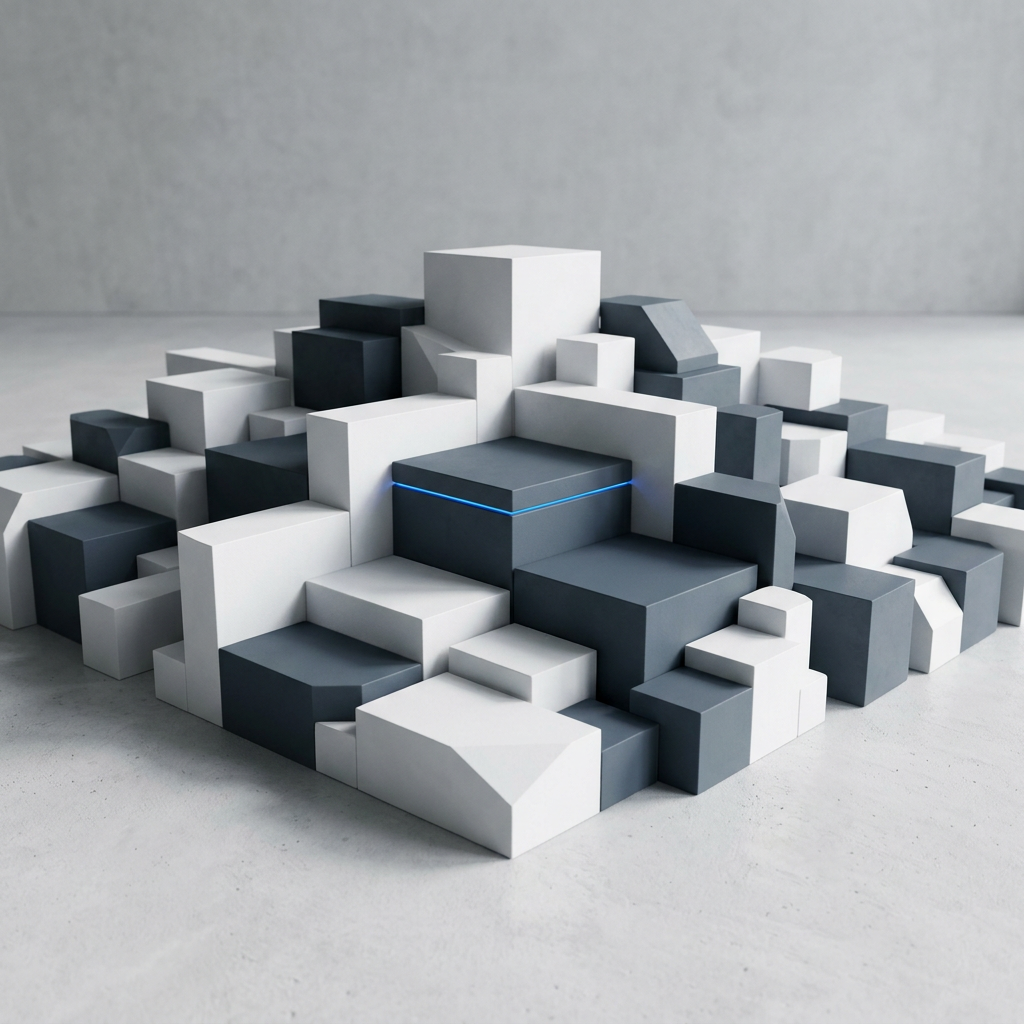 Geometric modular blocks with blue accent