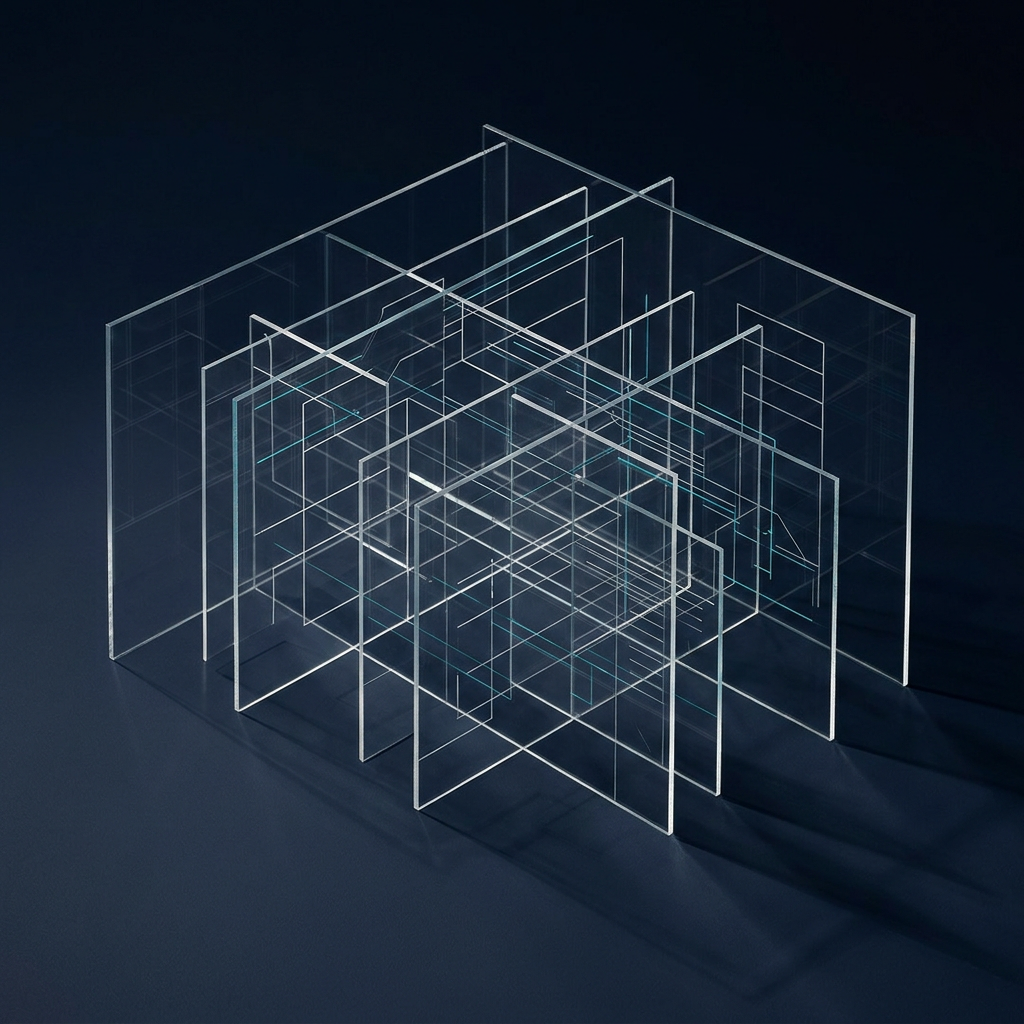 Layered transparent planes with geometric patterns