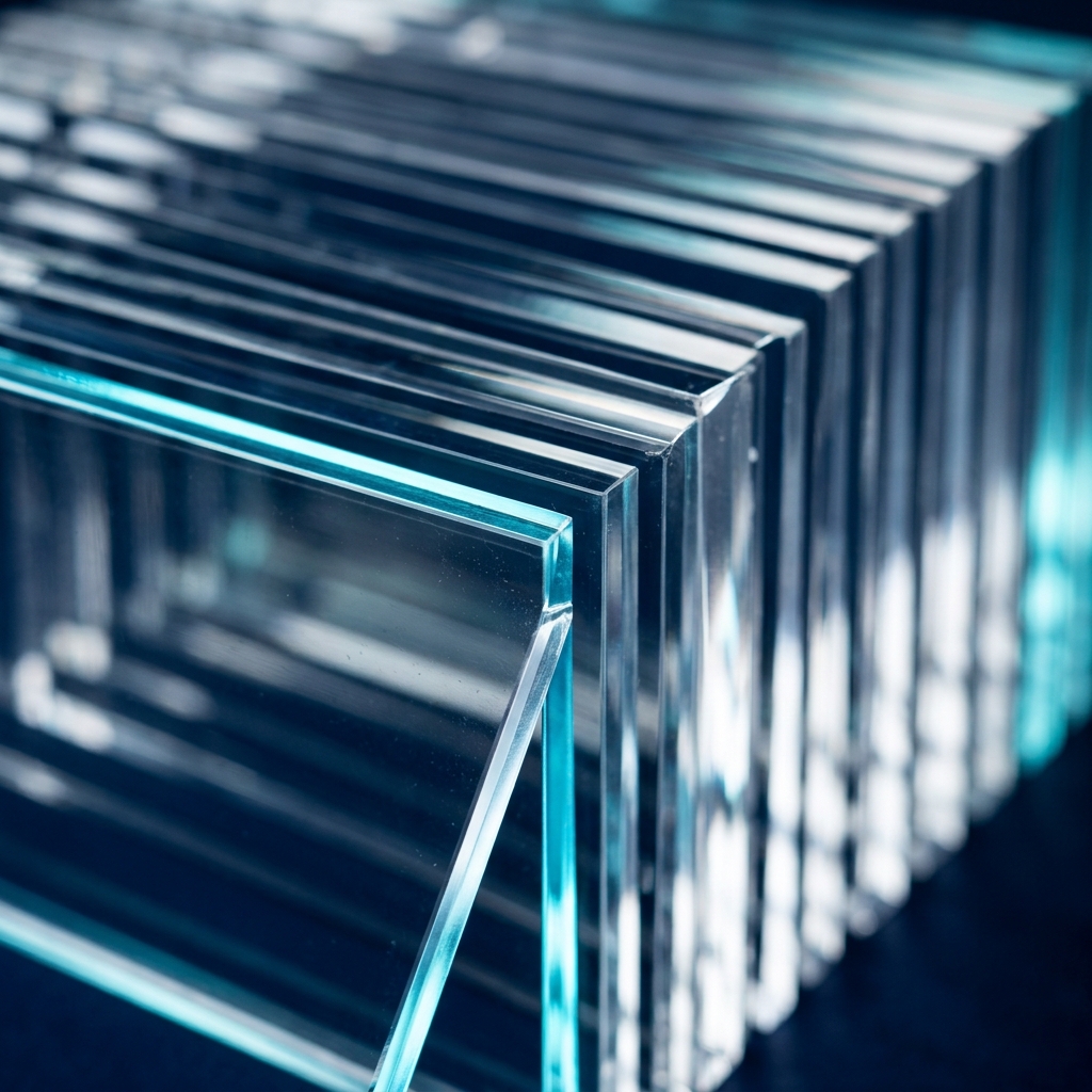 Layered transparent planes with progressive depth and clarity