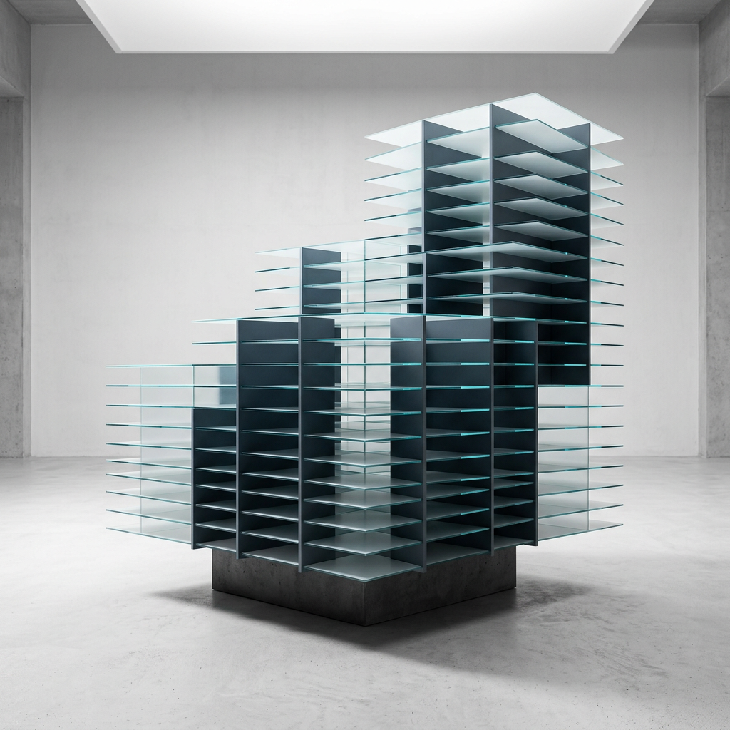Stacked geometric planes representing layered architecture