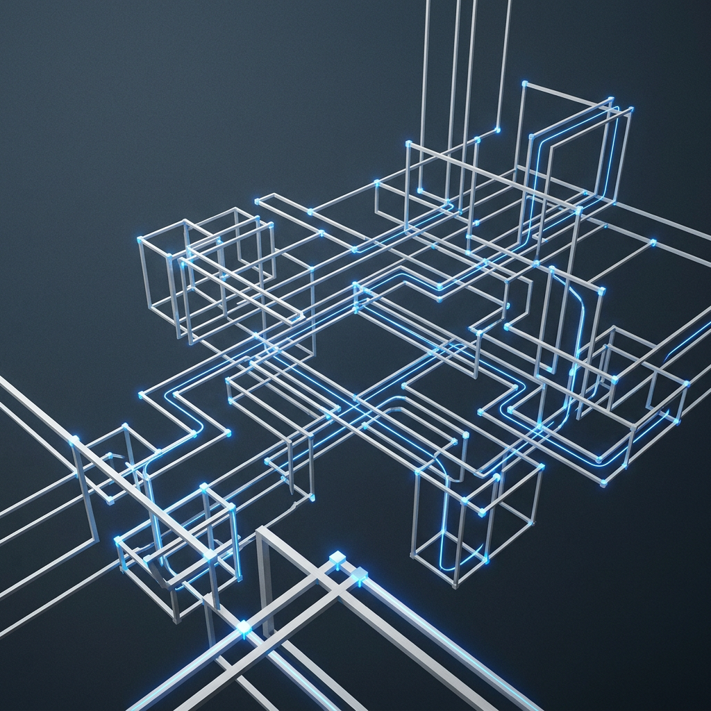 Abstract data flow pathways with geometric nodes and connections