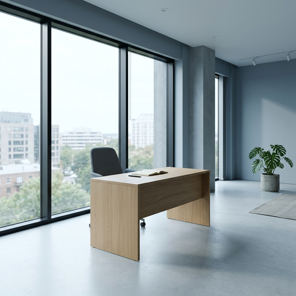 Minimalist office space with natural daylight