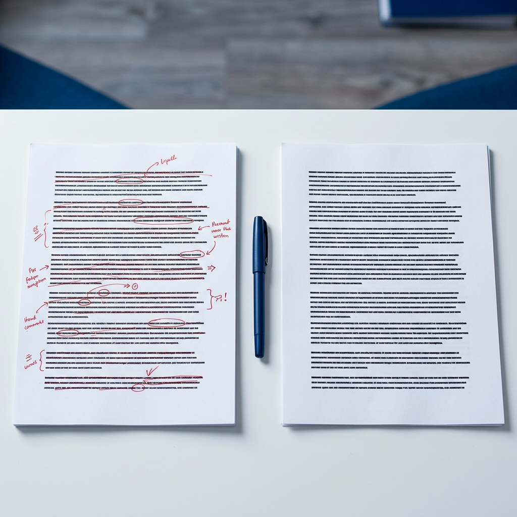 Comparative analysis of edited versus original written content