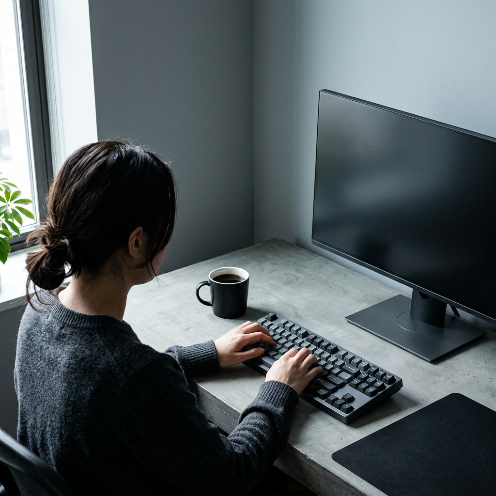 Professional writer engaged in focused deep work at desk