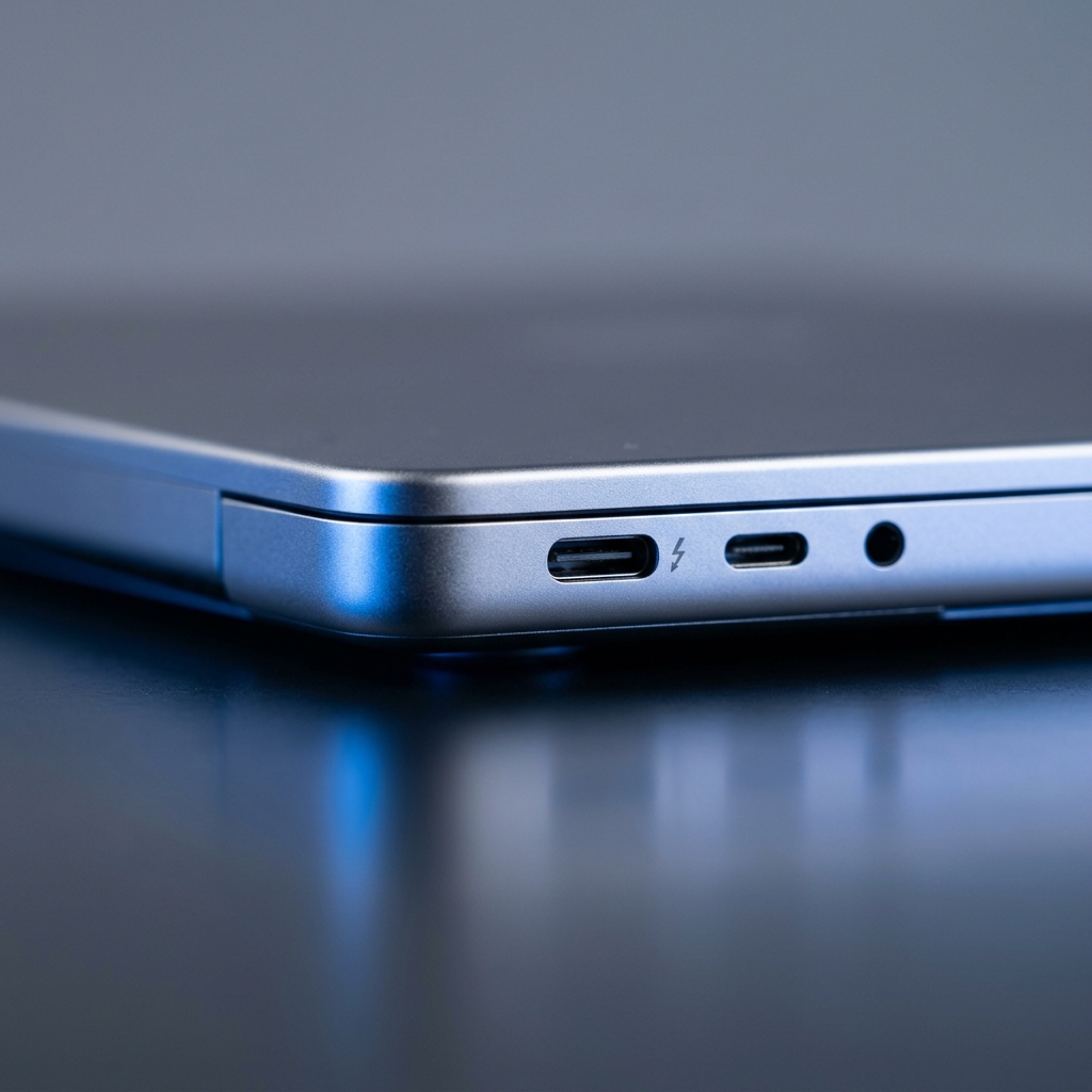 Modern laptop industrial design detail shot