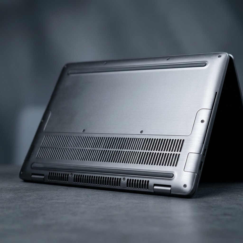 Precision engineering detail of modern laptop hardware