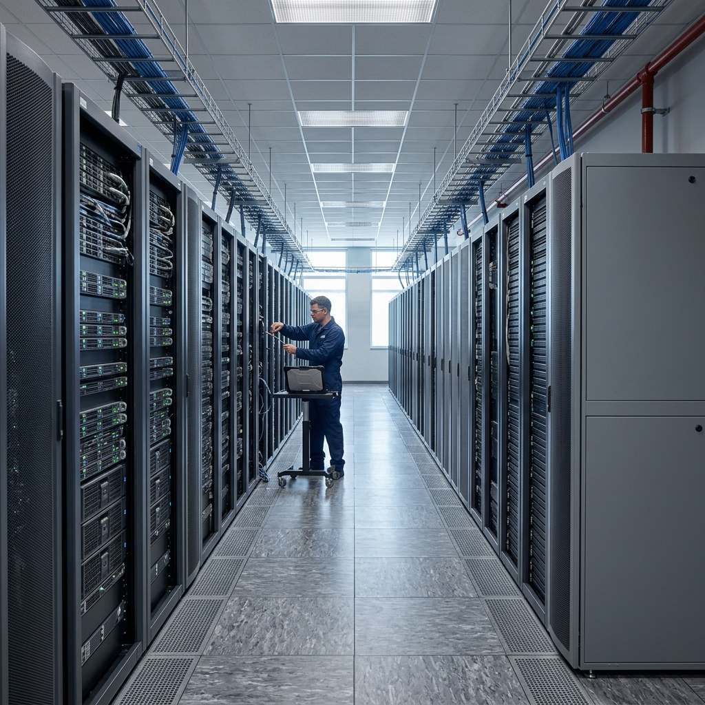Data center infrastructure representing distributed system operations