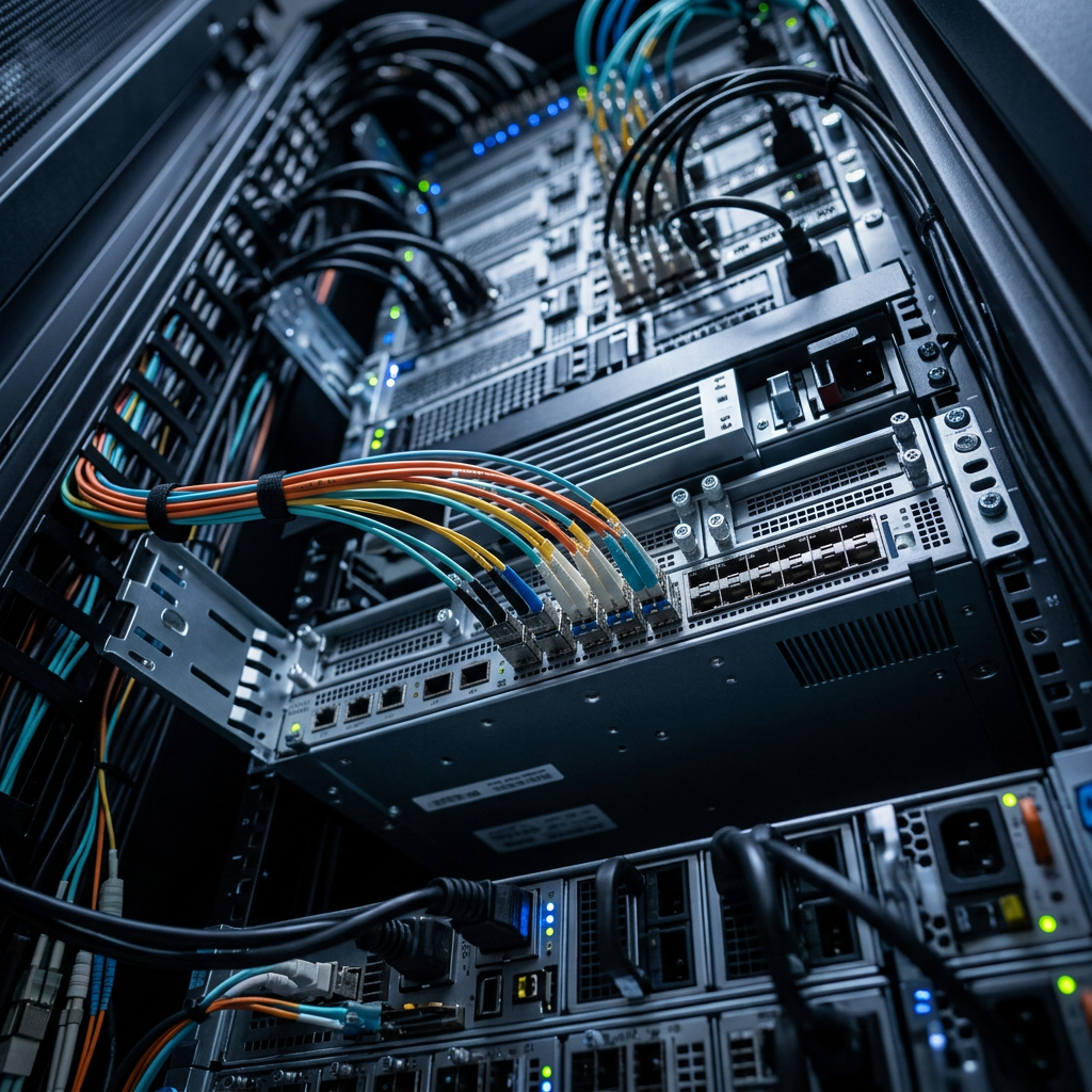 Server infrastructure with fiber optic banking systems
