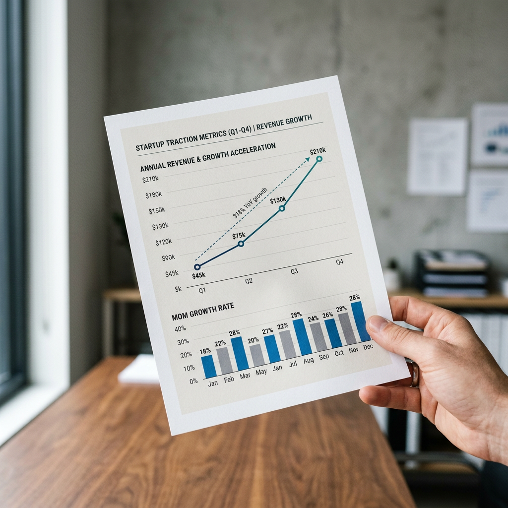 Financial metrics and traction data on paper