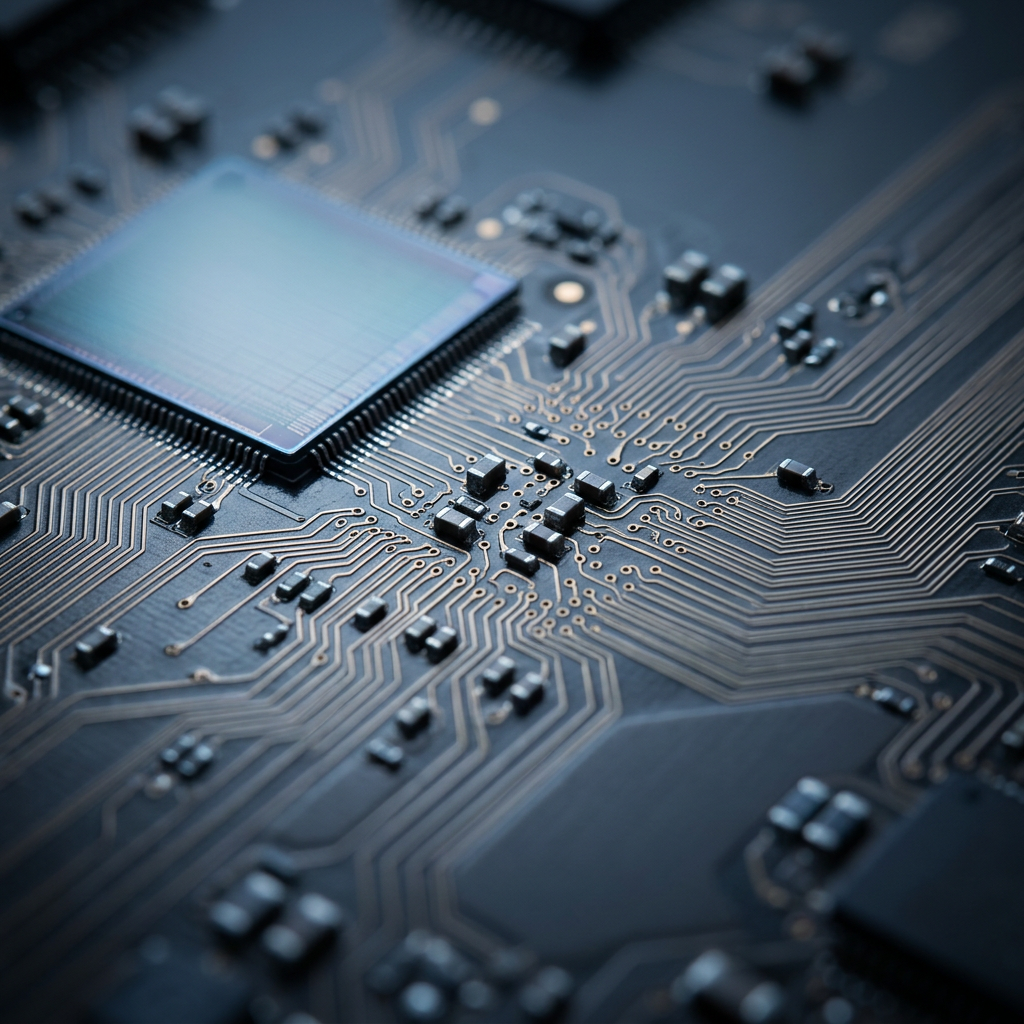 Detailed circuit board component showing engineering precision