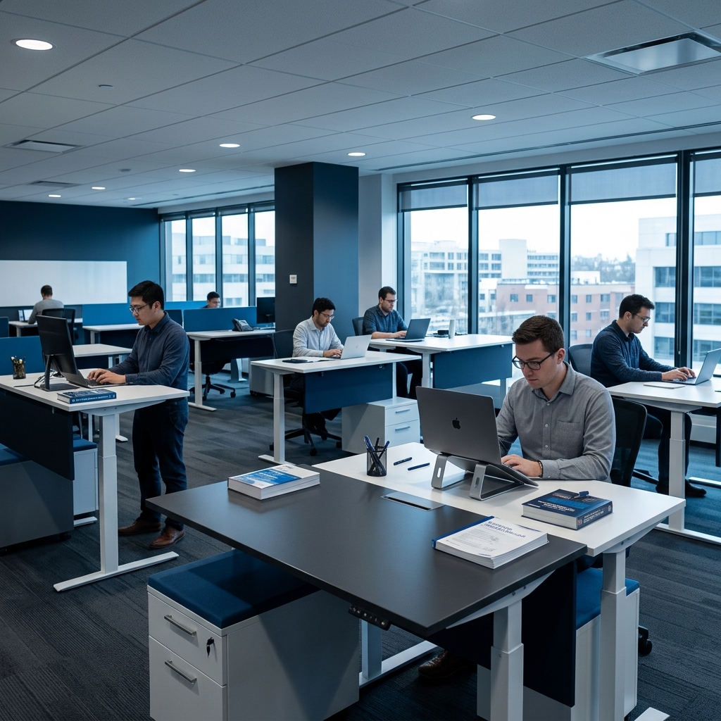 Open office with focused individual contributors at work