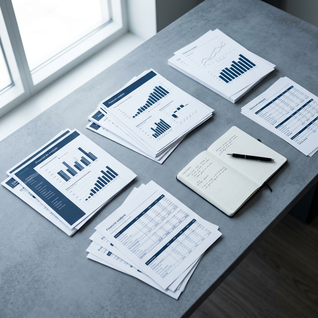 Budget analysis documents on analytical workspace