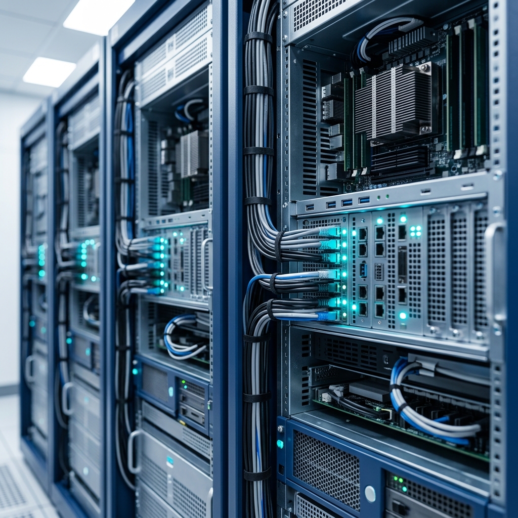 Data center infrastructure and network hardware detail