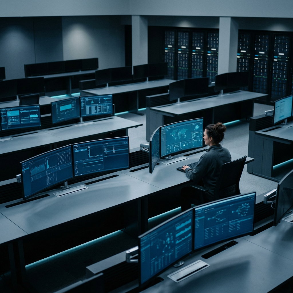Network operations engineer monitoring zero trust security infrastructure