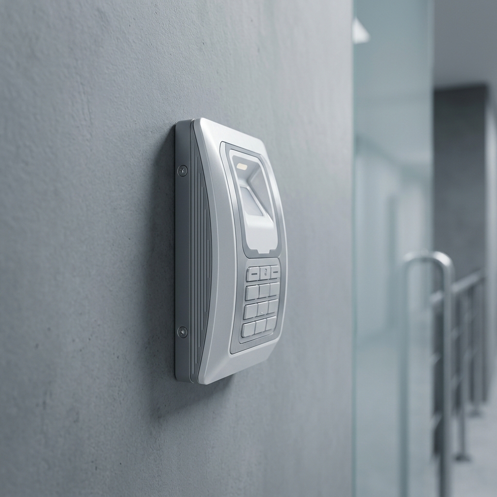 Close-up of modern access control hardware