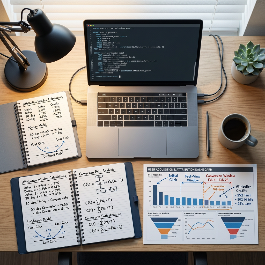 Analyst workspace with attribution window calculations