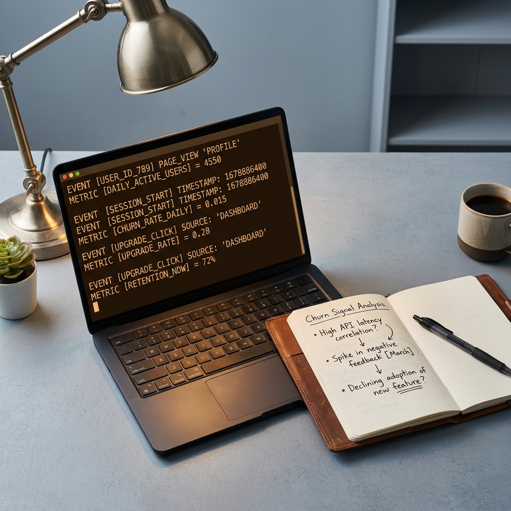 Developer analyzing behavioral event data on terminal