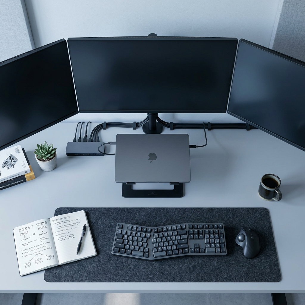 Multiple analytics dashboards displayed on workspace monitors