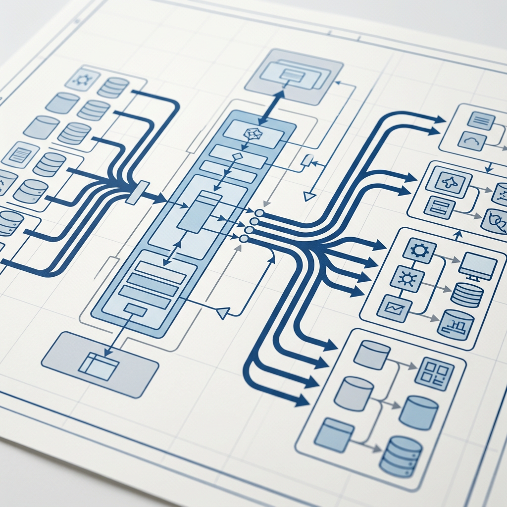Semantic layer architecture diagram with data flows