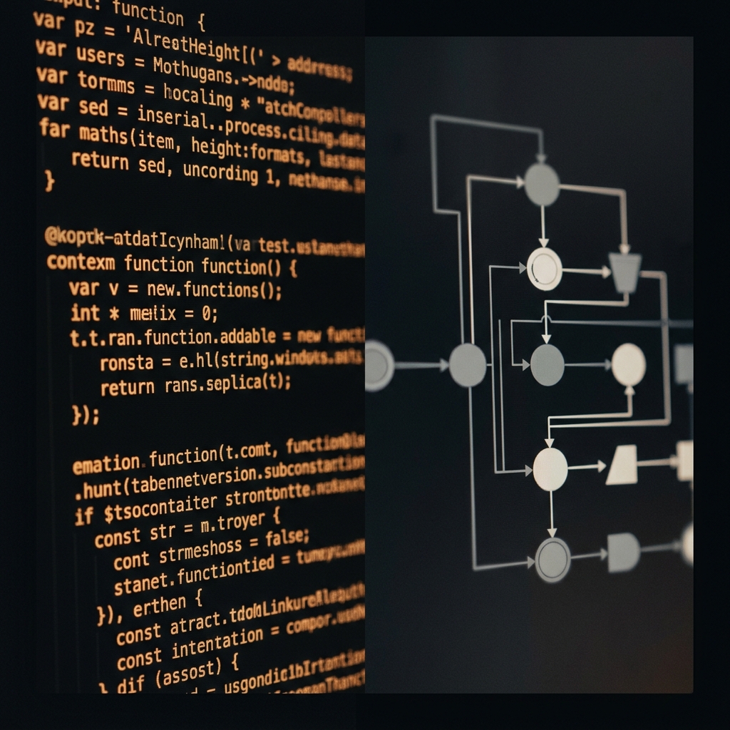 Code editor and data pipeline architecture side by side