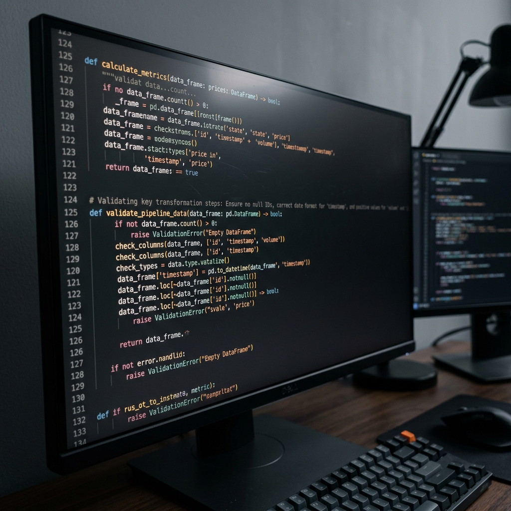 Data transformation code on terminal screen
