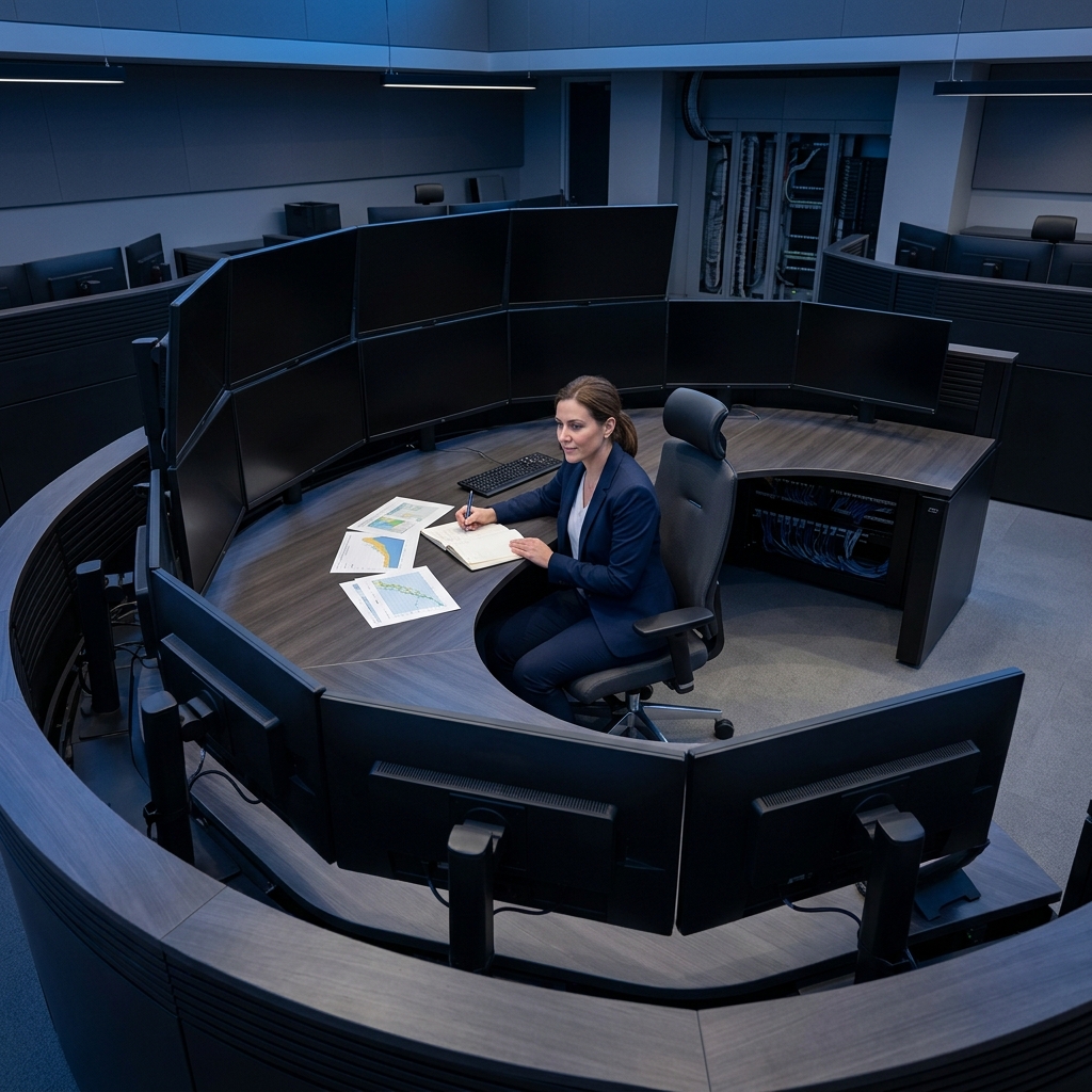 Analytics monitoring station with multiple dashboards and operator