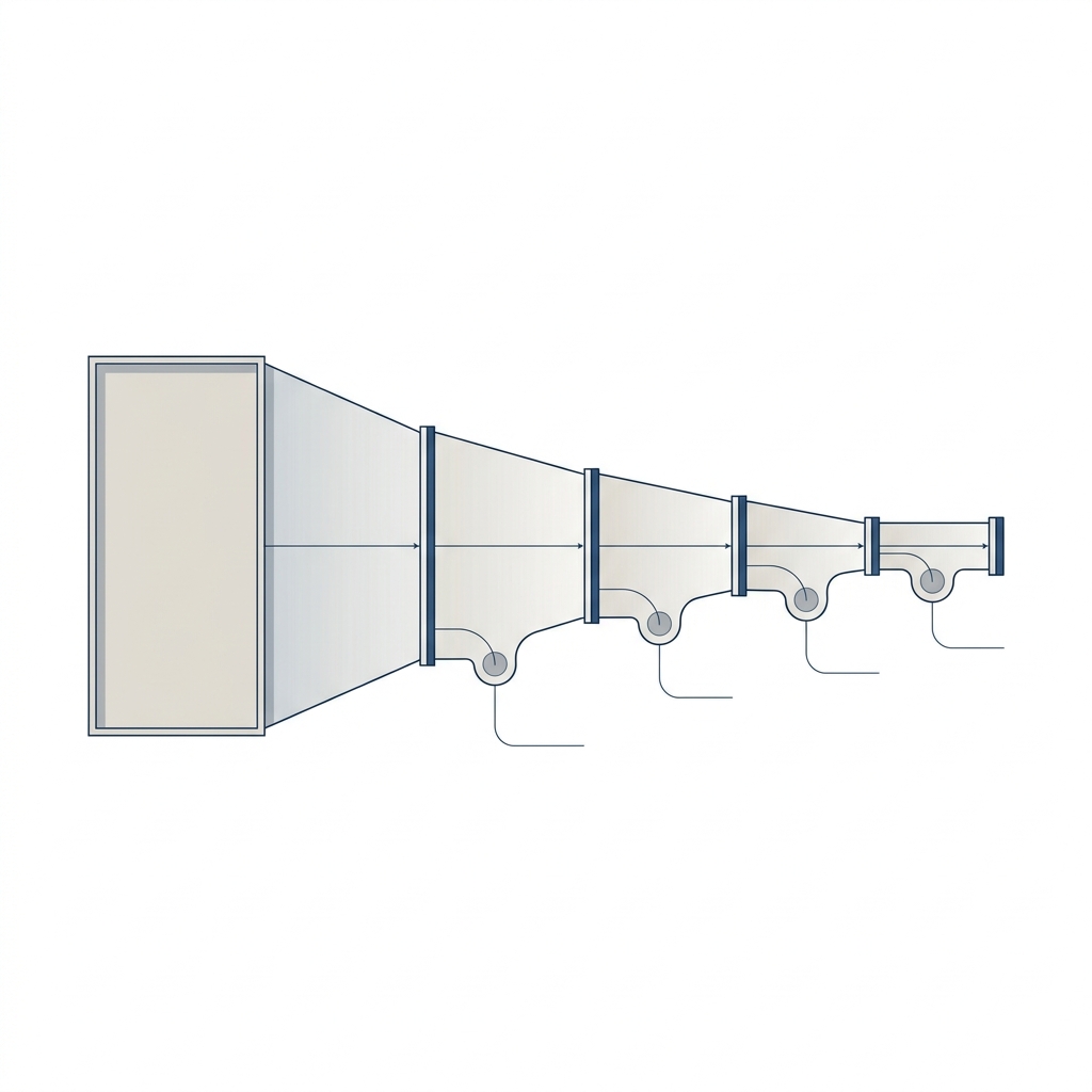 Funnel pipeline architecture showing drop-off stages