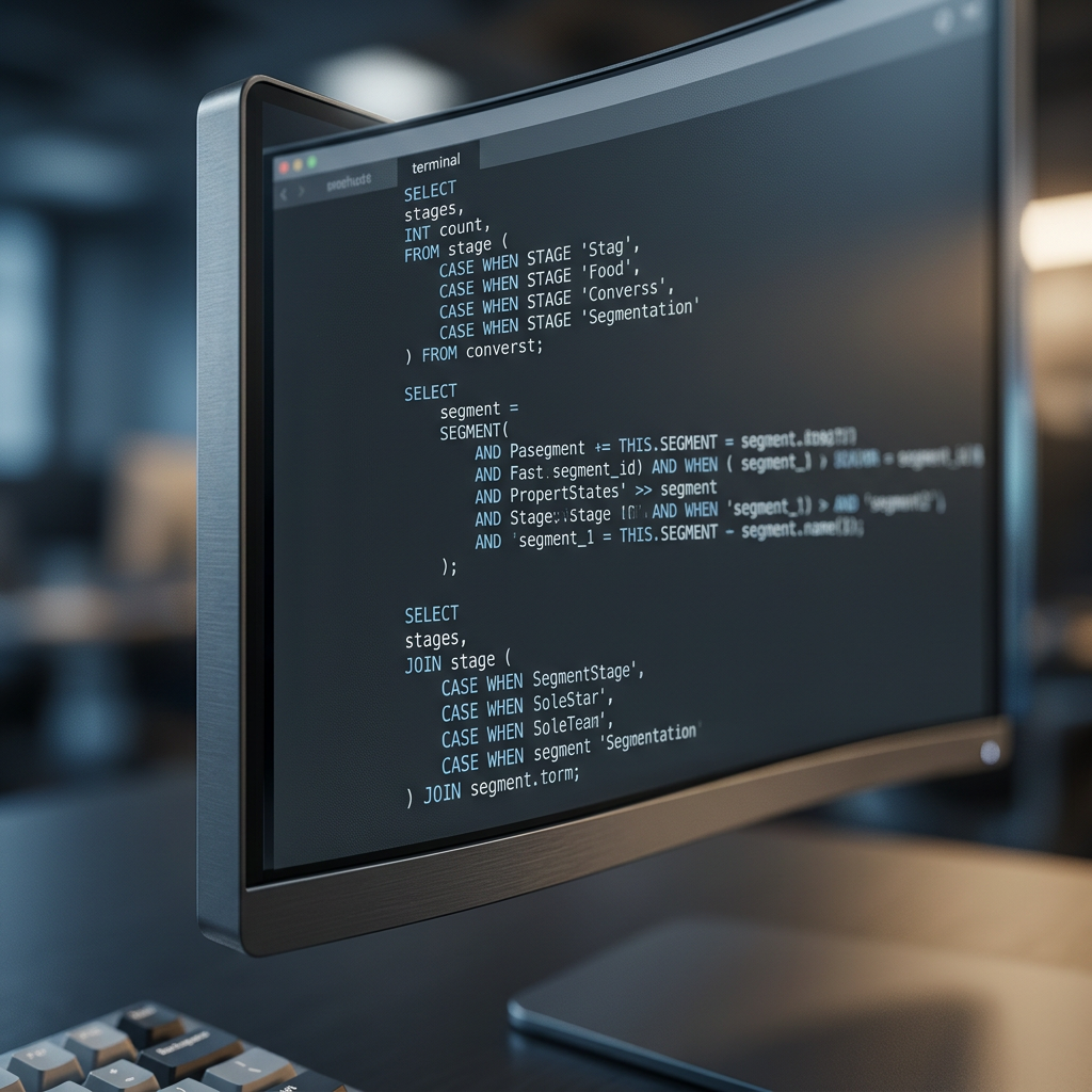 SQL terminal showing funnel conversion query code