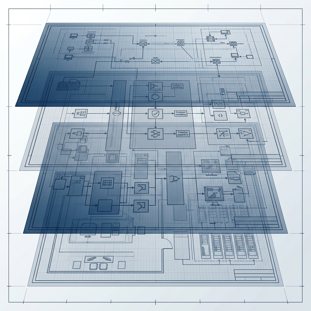 Layered technical architecture of tracking systems