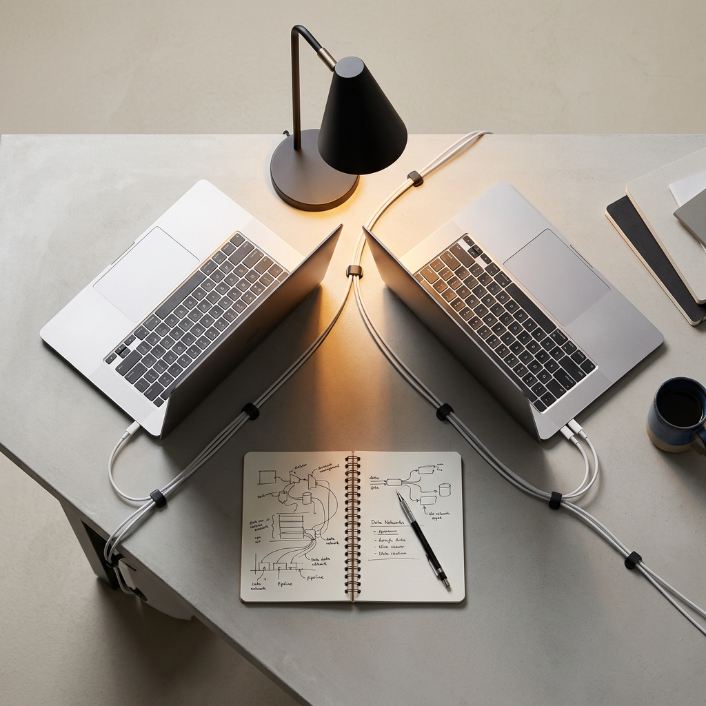 Three laptops displaying different analytics platforms side by side