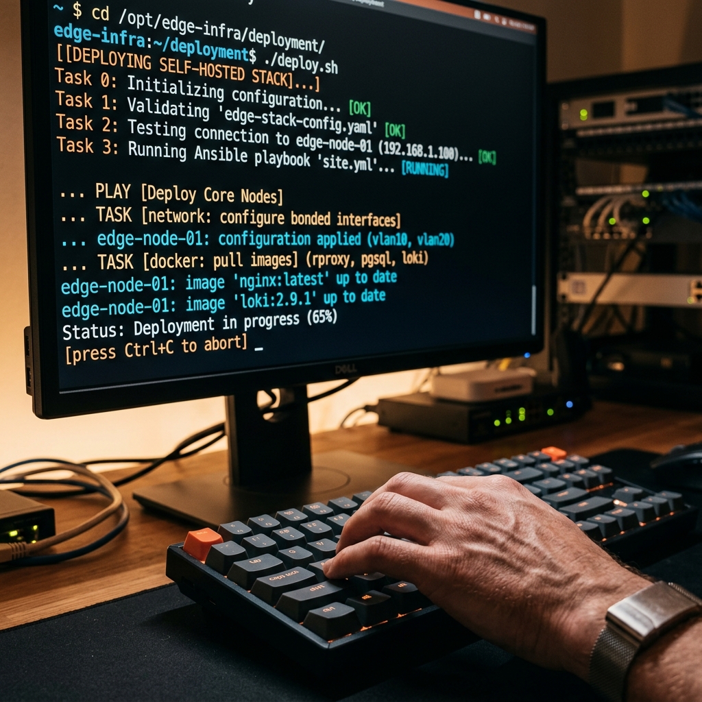 Data engineer configuring self-hosted analytics infrastructure