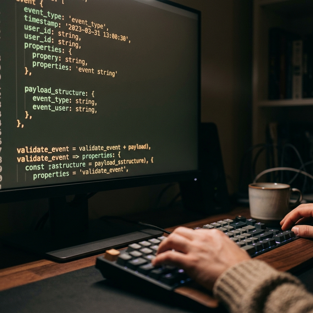 Code terminal showing data tracking infrastructure