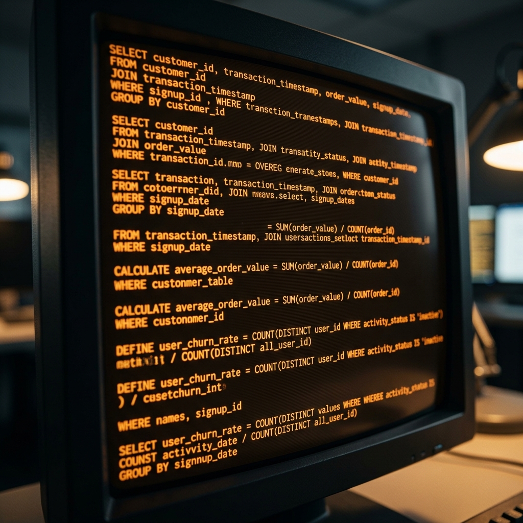 Terminal screen showing metric query code
